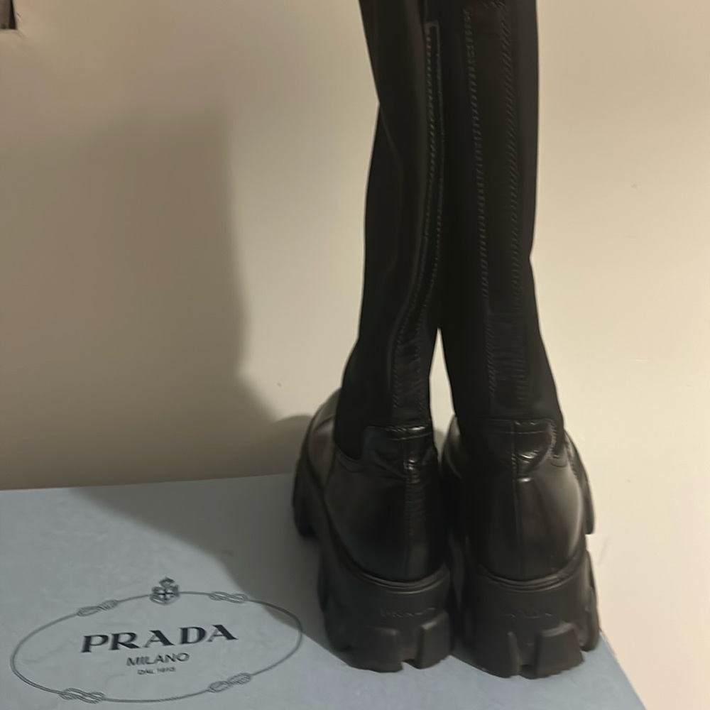 Authentic Prada Nylon Zip-Pocket Platform Riding … - image 1